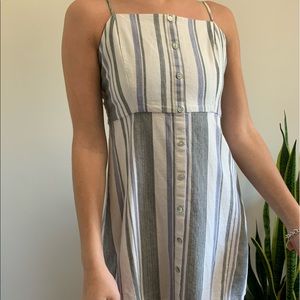 Light sun dress - White with blue & black stripes